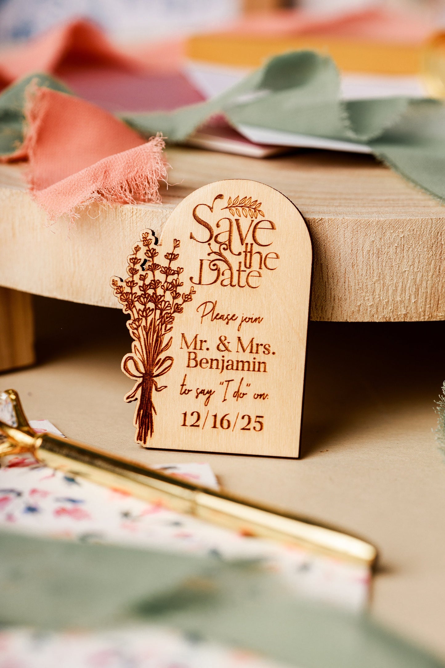 Custom Wooden Save The Date Magnets For Wedding, Vintage Retro Art Deco Wooden Wedding Invitation Save The Date Engagement