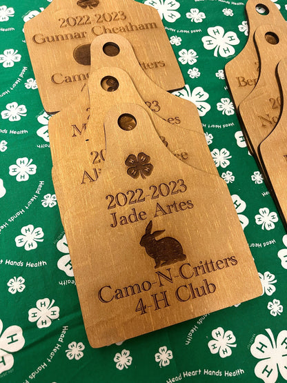 Ear tag 4-H FFA county fair Award plaque, livestock show wooden tag horse show plaque custom designed kids awards for livestock shows