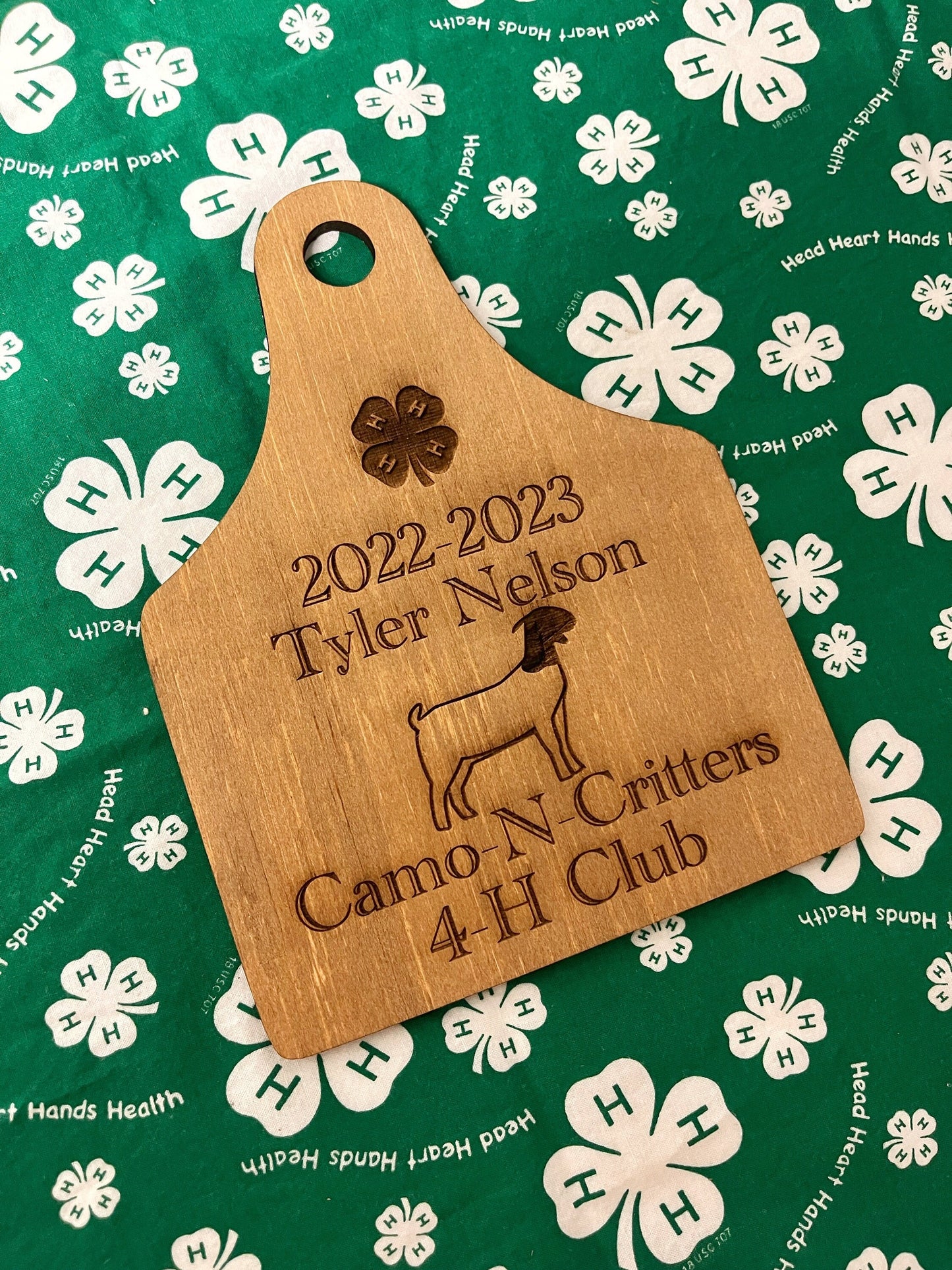 Ear tag 4-H FFA county fair Award plaque, livestock show wooden tag horse show plaque custom designed kids awards for livestock shows