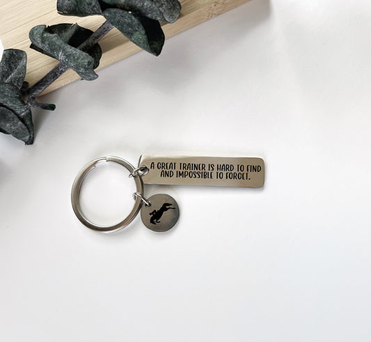 Hunter Jumper Horse Riding Trainer Keychain Gift For Her, Barrell Horse Eventing Saddle Seat Metal Keychain Gift For Equestrian Trainer