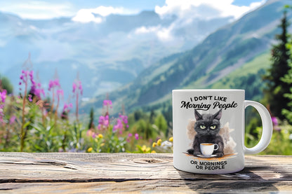 I Don’t Like Mornings Or People Funny Cat Coffee Mug Gift For Her, Funny Cat Lady I Don’t Like Mornings Coffee Cup Gift For Mom