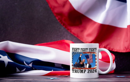 Trump Assassination Attempt Fight Fight Fight Trump 2024 Mug, Donald J Trump for President Mug Birthday Mug Gift For Dad