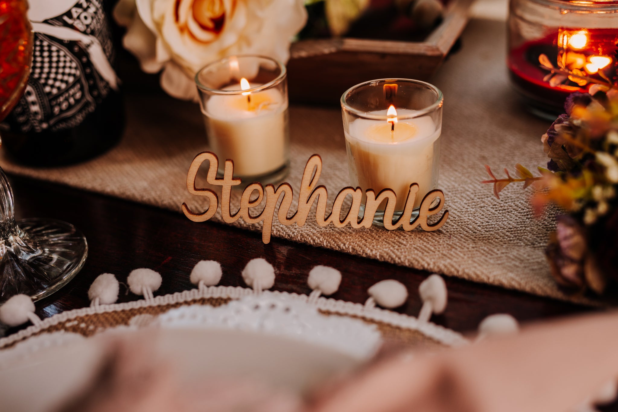 Custom Script Classic Wedding Name Place Cards, Personalized Wedding Party Laser Cut Name Plate Setting Guest Name Cutout