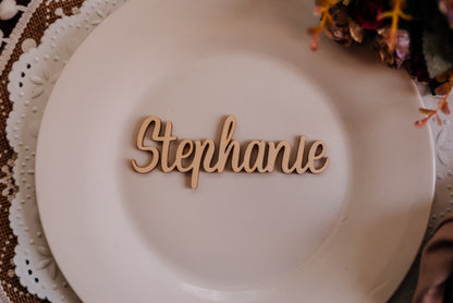 Custom Script Classic Wedding Name Place Cards, Personalized Wedding Party Laser Cut Name Plate Setting Guest Name Cutout