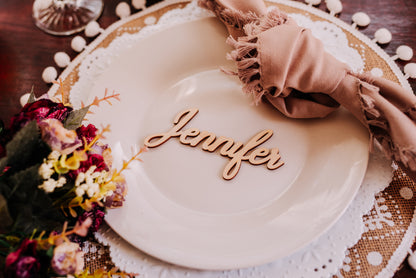 Cute Script Laser Cut Wedding Name Place Cards, Personalized Wedding Name Place Setting For Wedding Decor