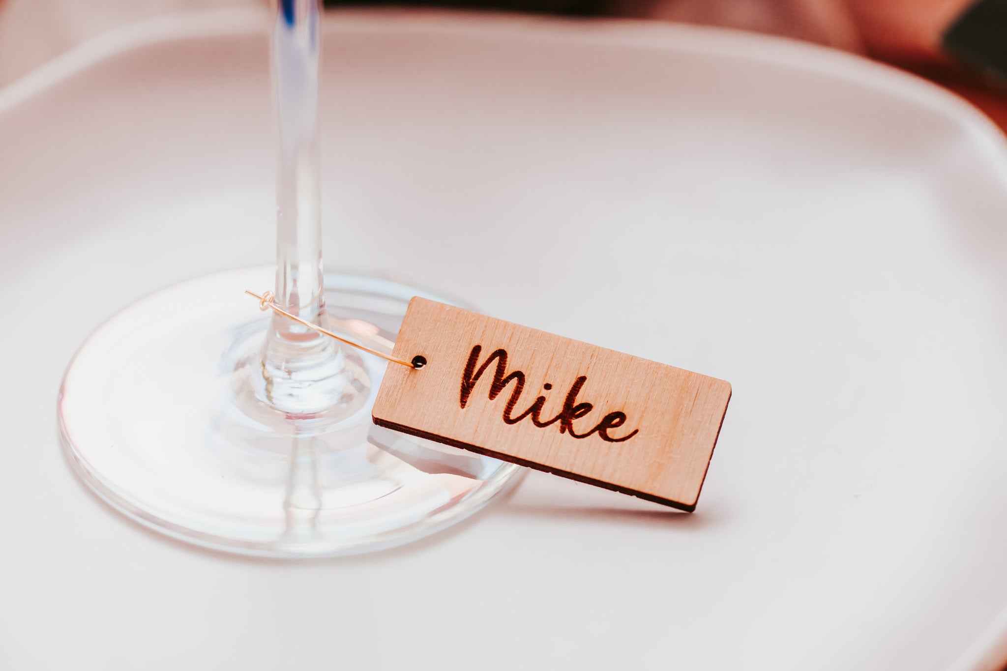 Cute Personalized Wine Glass Wooden Charms For Bridal Party, Wooden Wedding Wine Glass Charm Seating Chart Place Cards