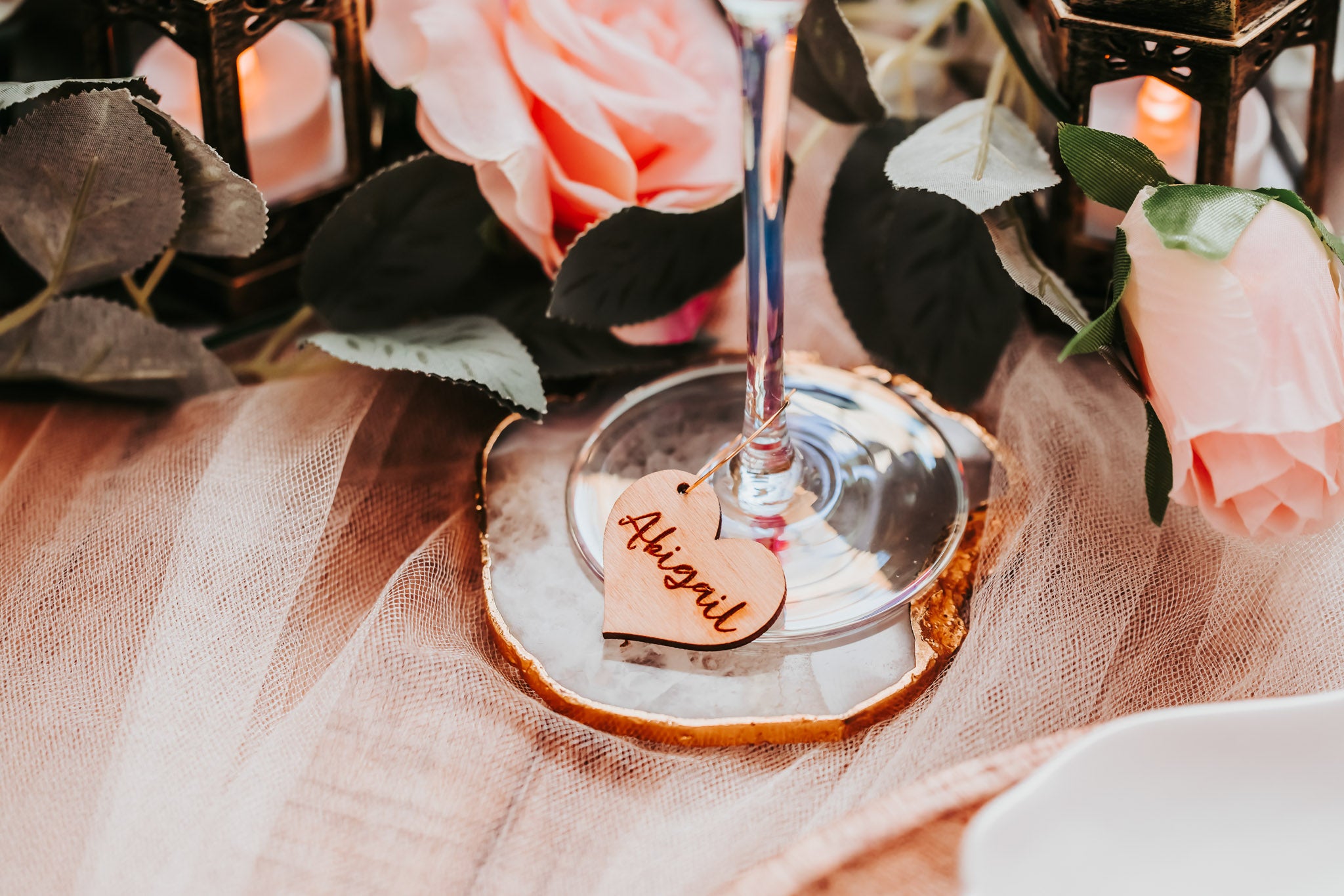Cute Heart Shaped Wine Glass Charm Place Setting For Birthdays Weddings
