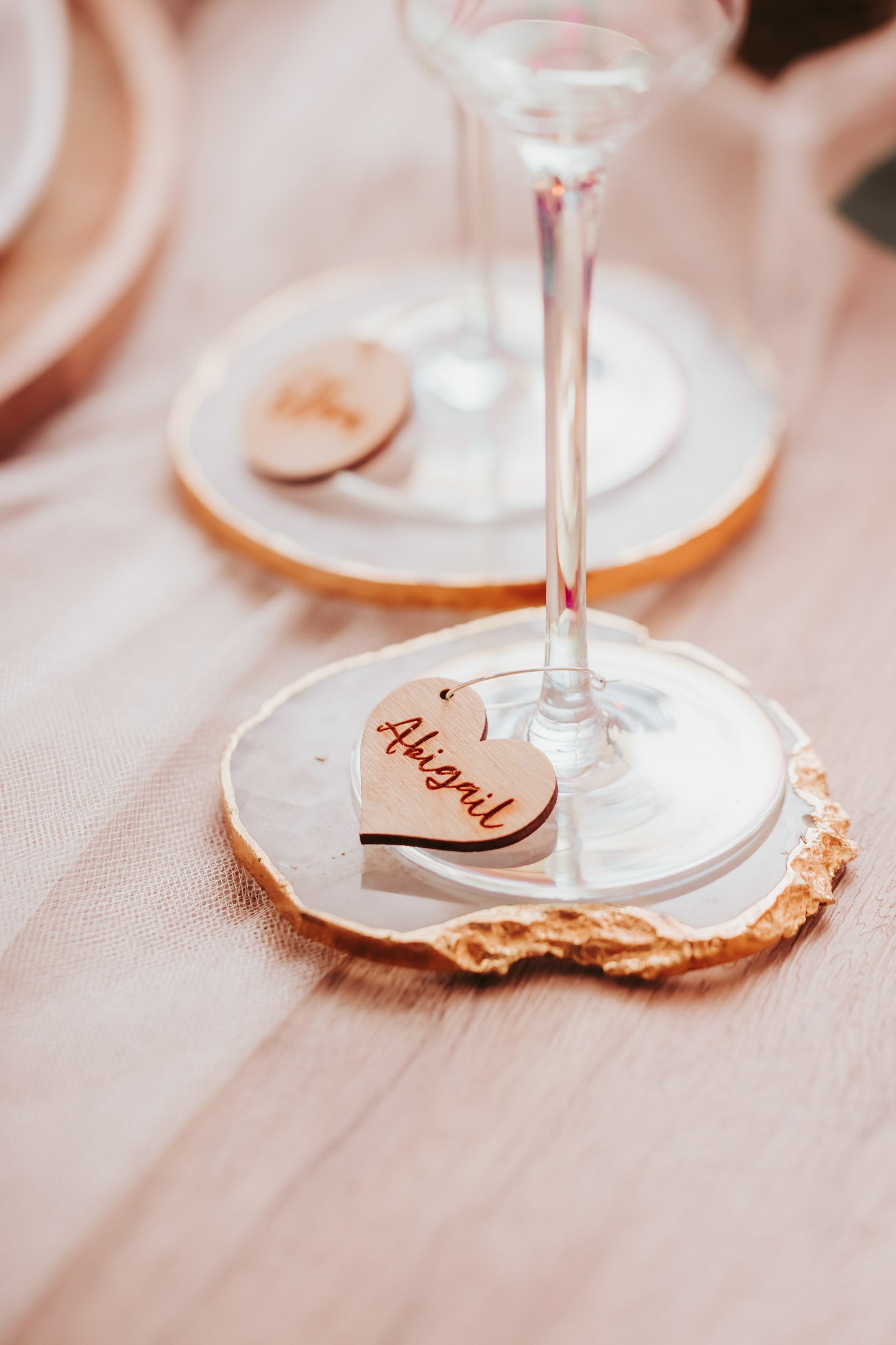 Cute Heart Shaped Wine Glass Charm Place Setting For Birthdays Weddings