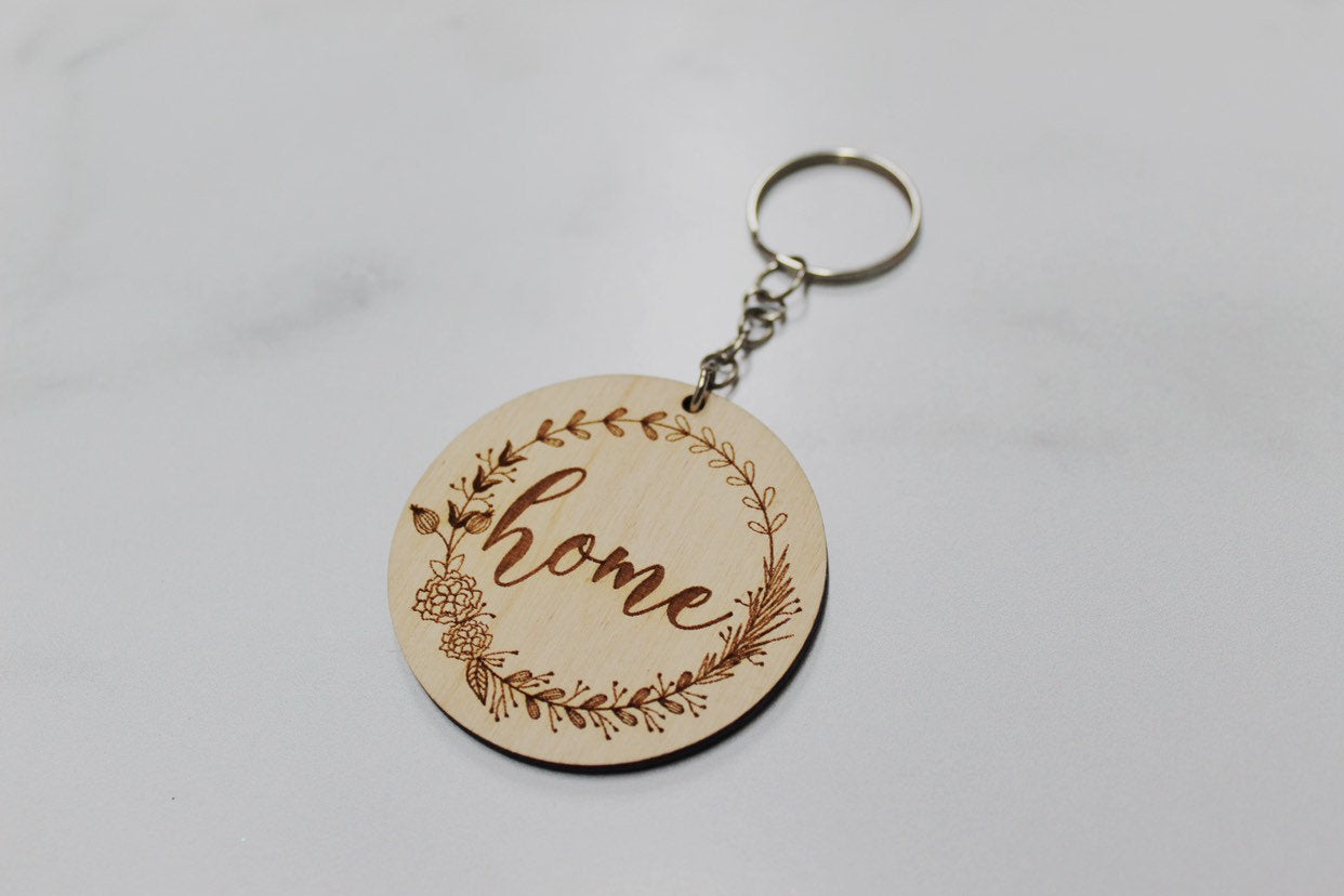 Floral Home Keychain Gift For Her, Flower Frame House Warming Christmas Gift For Mom