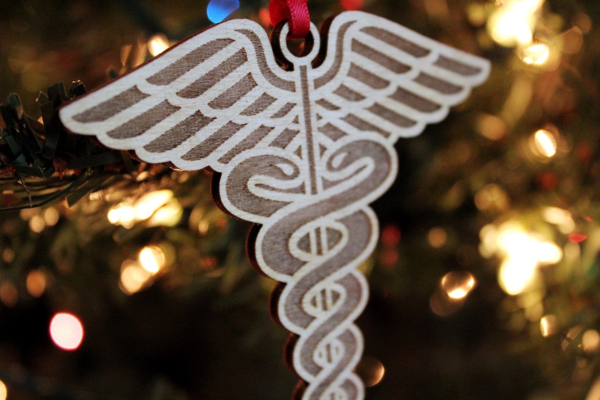 Caduceus Medical Nurse Christmas Ornament Gift, Medicine Symbol Nursing Doctor Home Decor Gift