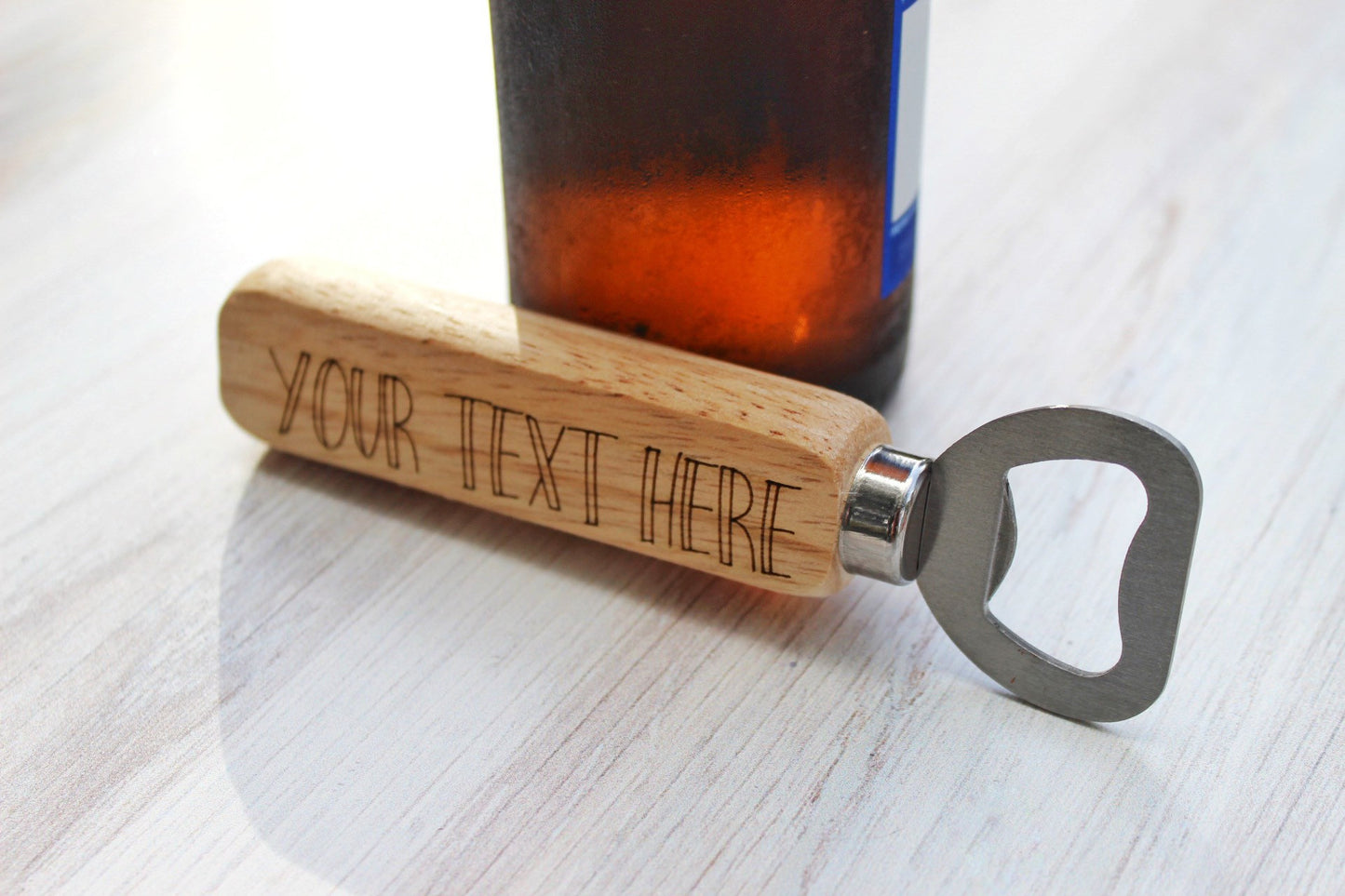 Design Your Own Wooden Handled Bottle Opener, Custom Engraved Wedding Party Favors, Custom Birthday Party Favors