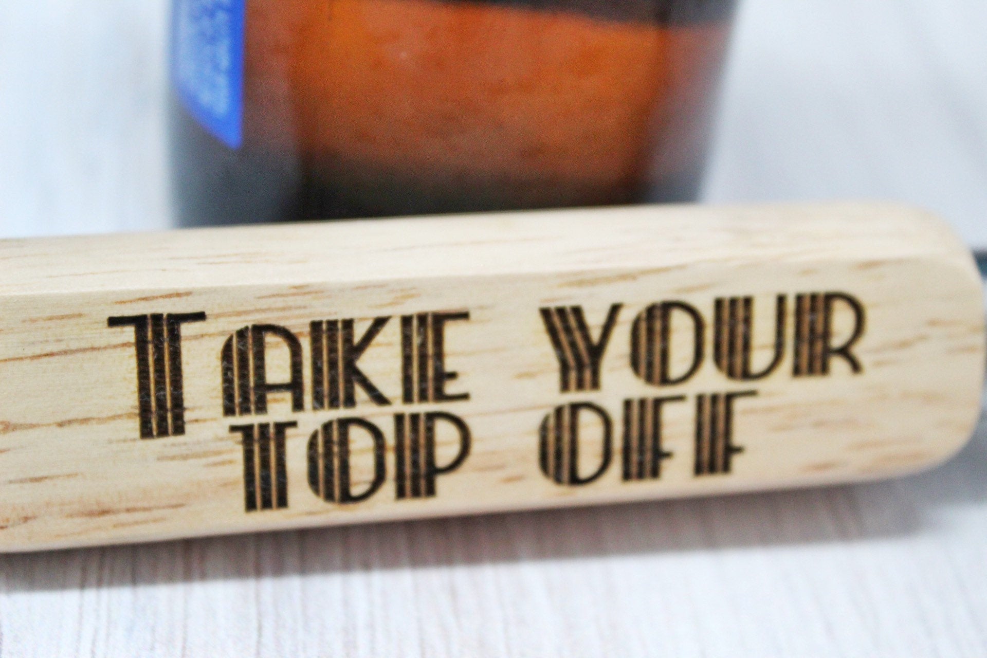 Take Your Top Off Funny Wooden Bottle Opener Party Favor Gift For Him, Funny Husband Beer Gift