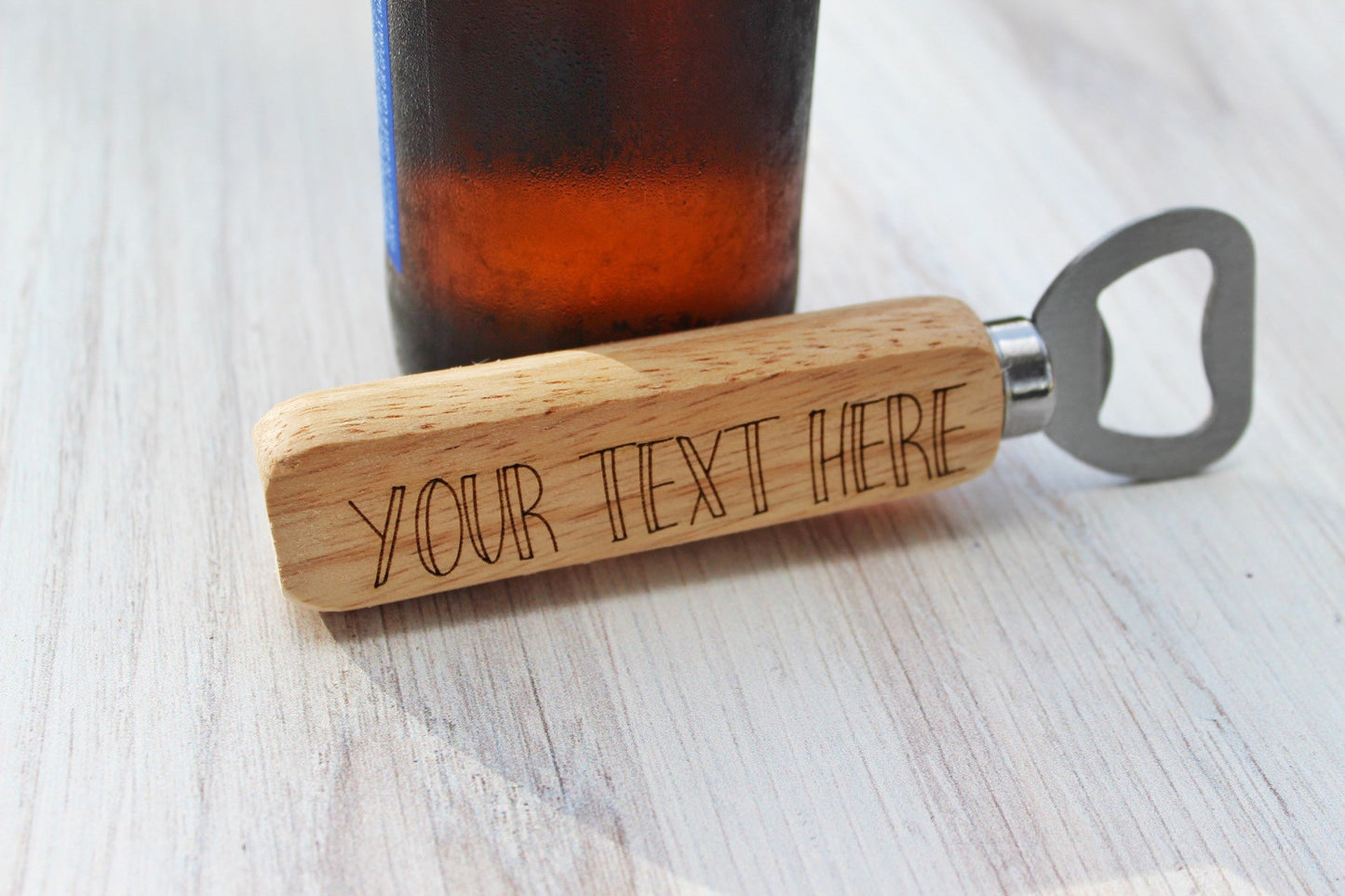 Design Your Own Wooden Handled Bottle Opener, Custom Engraved Wedding Party Favors, Custom Birthday Party Favors