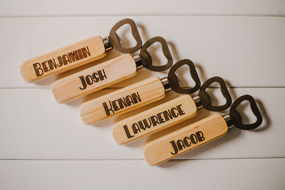 Wooden Personalized Engraved Bottle Opener Gift For Dad, Custom Wooden Bottle Opener Groomsman Gift For Him