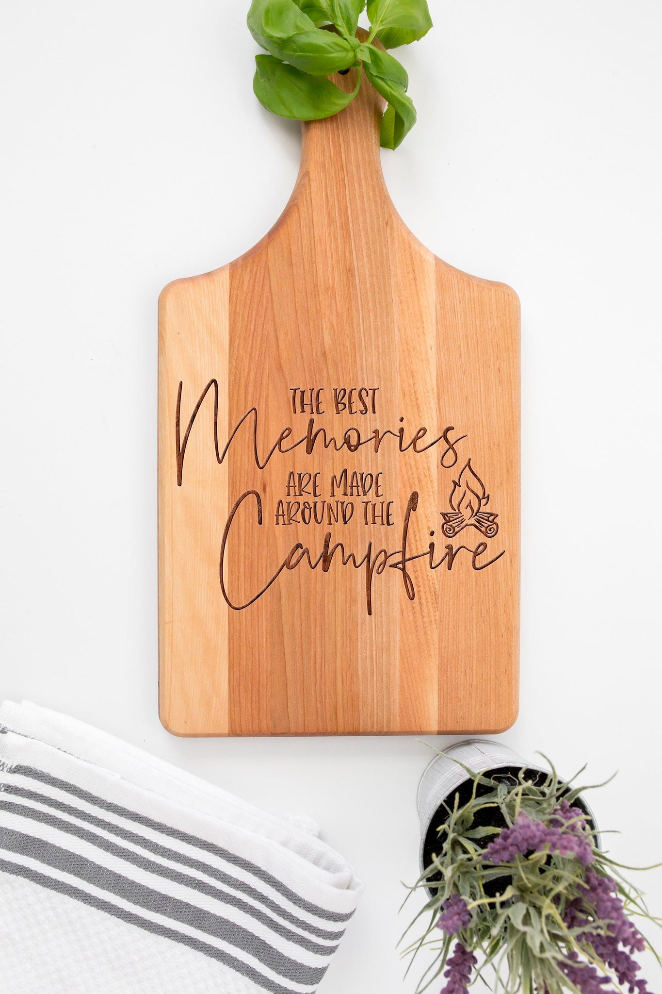 The Best Memories Are Made Around The Camp Fire Cutting Board, Camper Vacation Camping Chopping Serving Board Gift For Dad