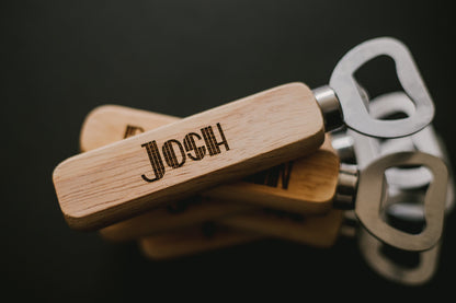 Custom Wooden Bottle Opener With Name Beer Gift For Him, Personalized Wooden Engraved Bottle Opener Fathers Day Gift For Dad