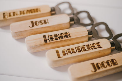 Wooden Personalized Engraved Bottle Opener Gift For Dad, Custom Wooden Bottle Opener Groomsman Gift For Him