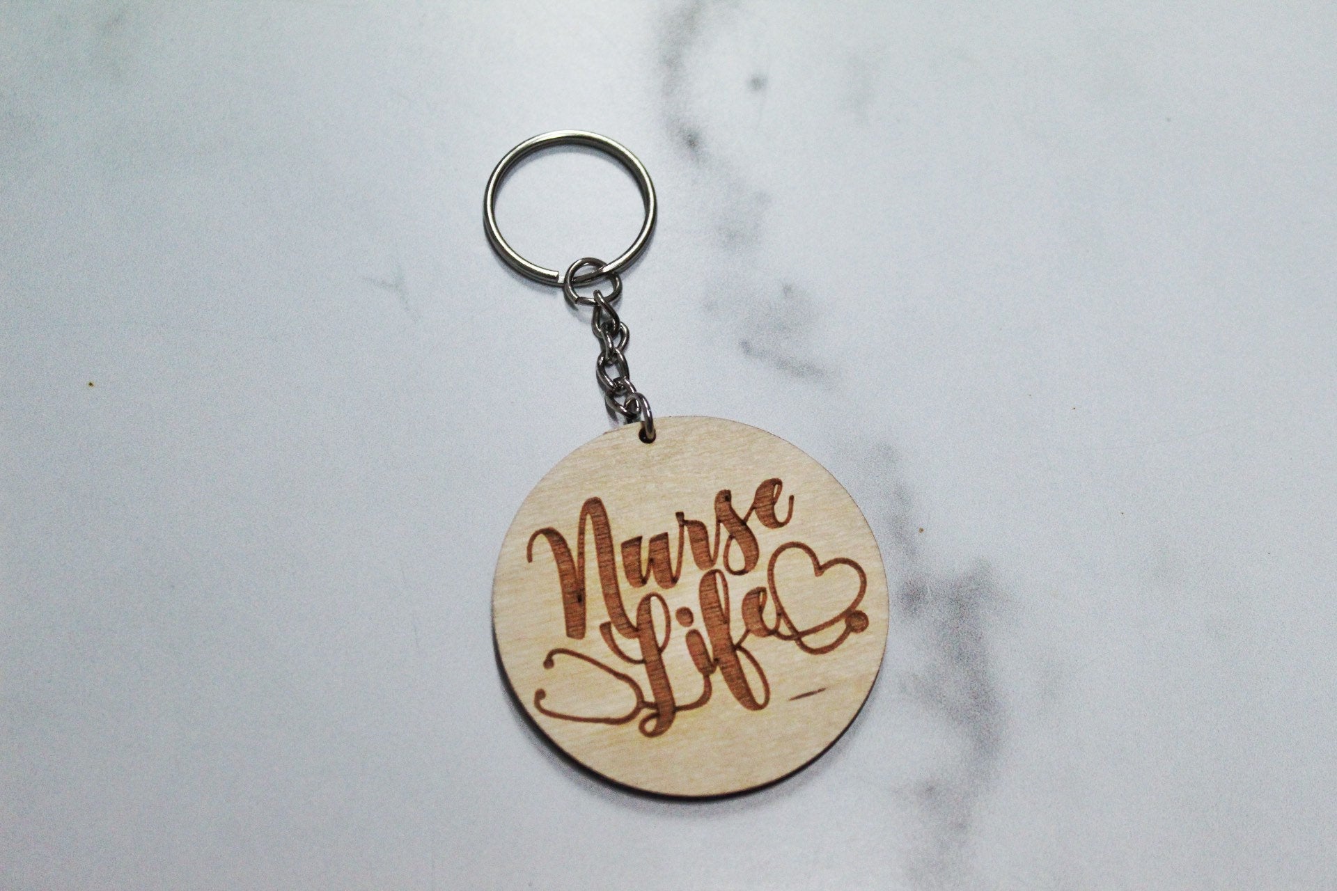 Cute Nurse Life Wooden Engraved Keychain Gift For Her, Nursing Student Registered Nurse Wood Key Fob
