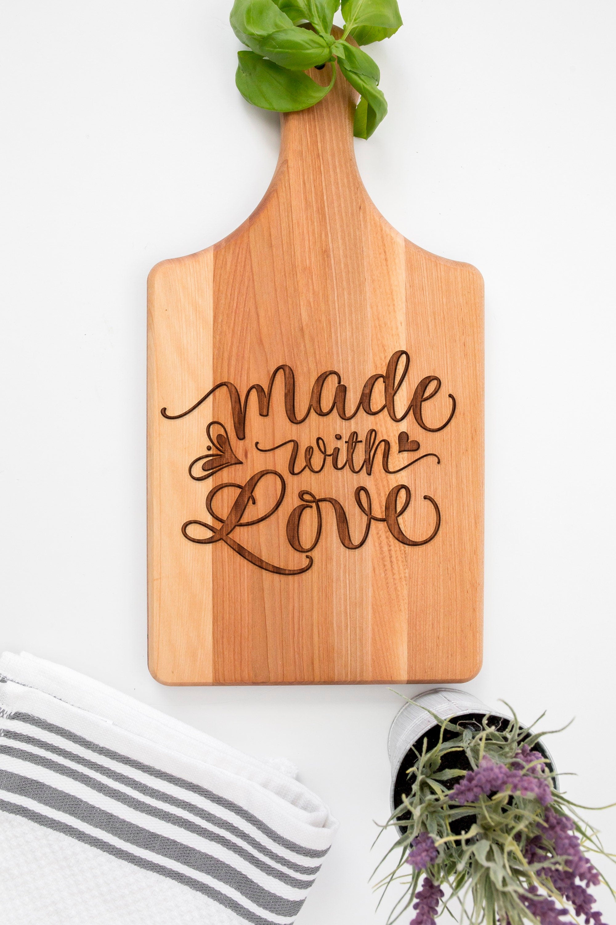 Made With Love Cute Cutting Board Gift For Mom, Made With Love Kitchen –  Lady Laser Co