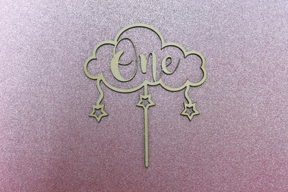 Baby Girls Cloud And Stars Cake Topper For Her, Girls Cute Cloud Sky Themed Cake Decoration for Girl