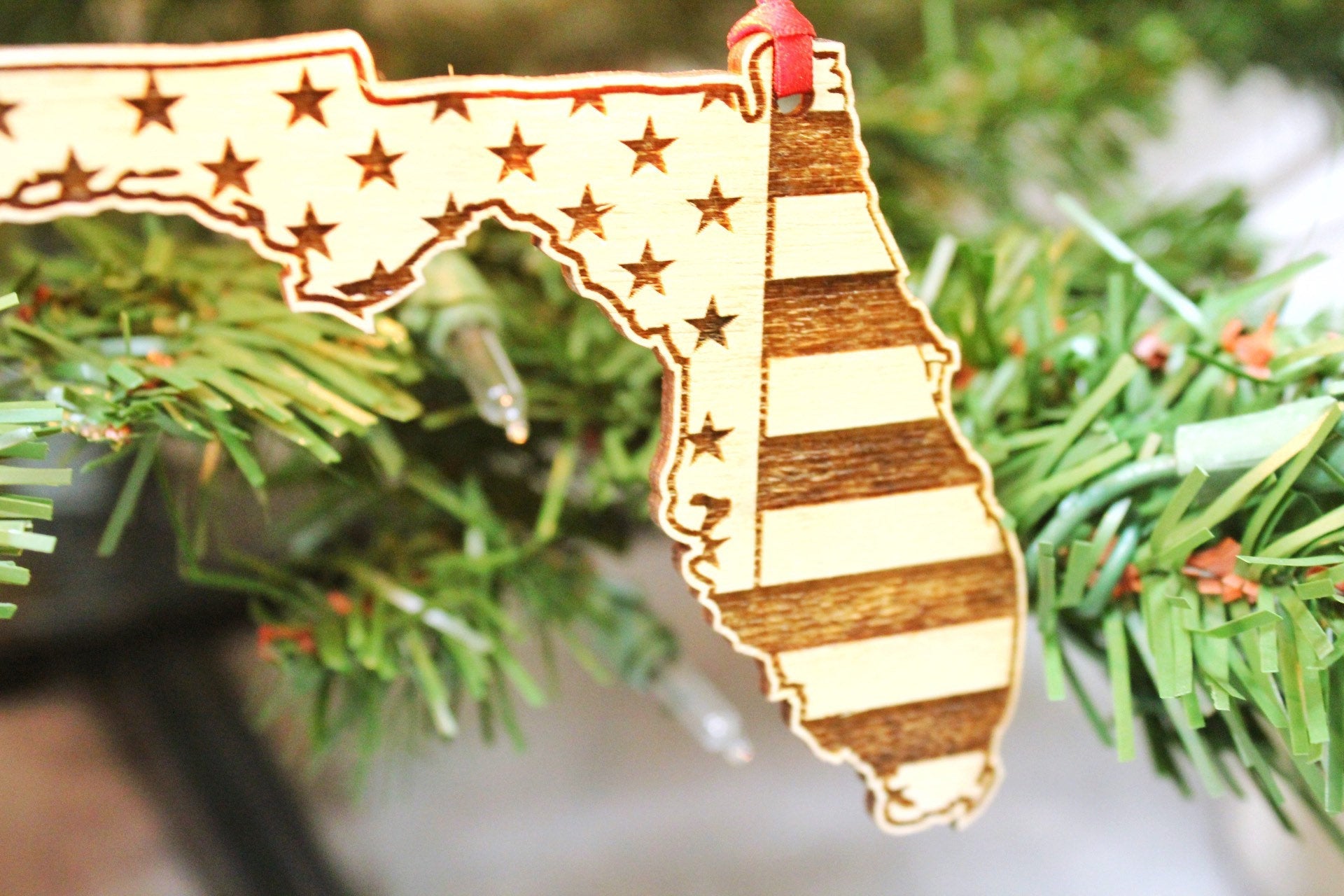 Florida American Flag Christmas Ornament Gift For Him, Floridian Patriotic Flag Christmas Ornament Gift For Dad