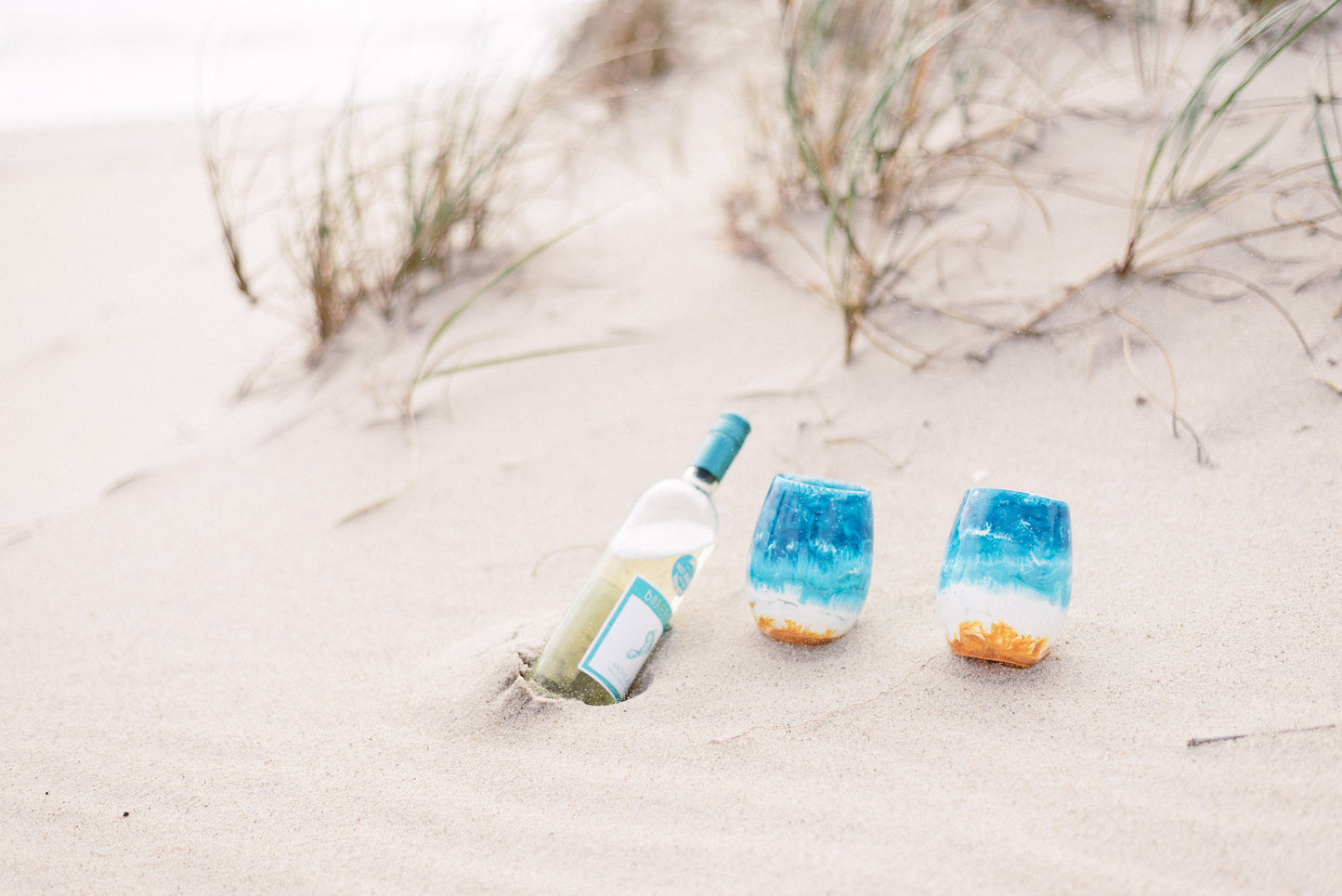 Beach Themed Wine Glasses Gift For Her, Beach Lover Gift Set For Couples, Beach Themed Wedding Gift Set