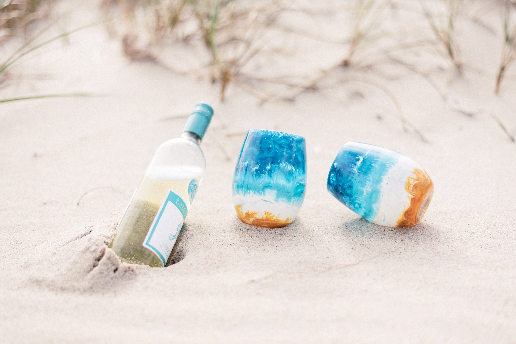 Beach Themed Wine Glasses Gift For Her, Beach Lover Gift Set For Couples, Beach Themed Wedding Gift Set