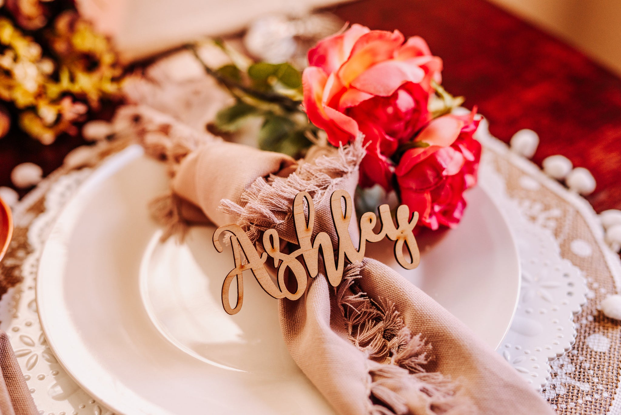 Personalized Cute Laser Cut Wedding Name Place Cards