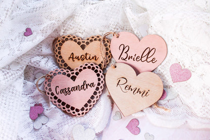 Cute Wooden Pink Valentines Day Heart Gift Tags For Kids Baskets, Galentine's Day Basket Stuffer Tag Gift Tag For Her