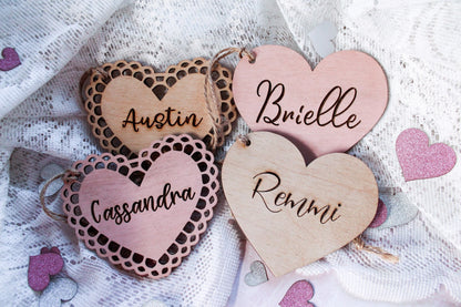 Cute Wooden Pink Valentines Day Heart Gift Tags For Kids Baskets, Galentine's Day Basket Stuffer Tag Gift Tag For Her