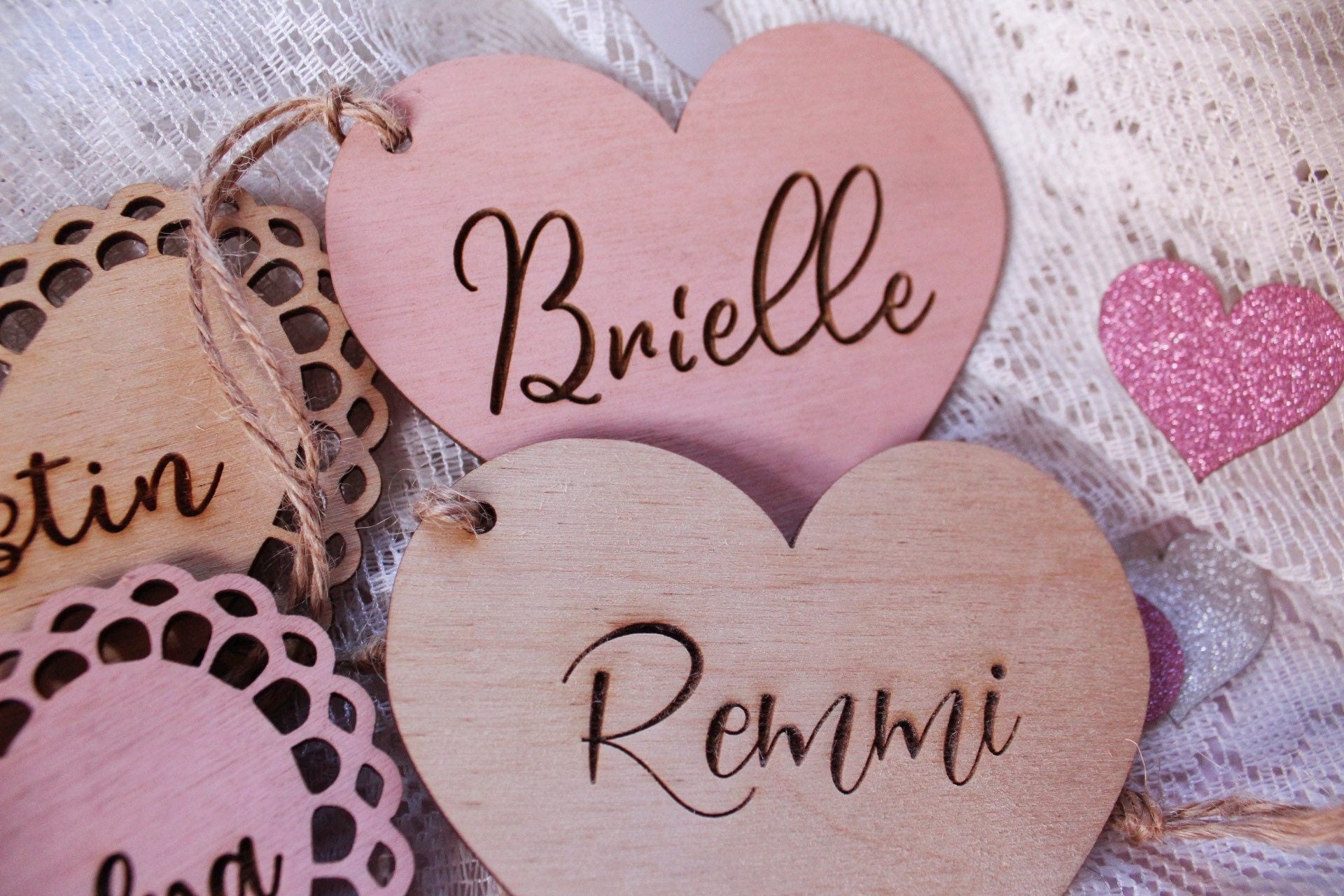 Cute Wooden Pink Valentines Day Heart Gift Tags For Kids Baskets, Galentine's Day Basket Stuffer Tag Gift Tag For Her