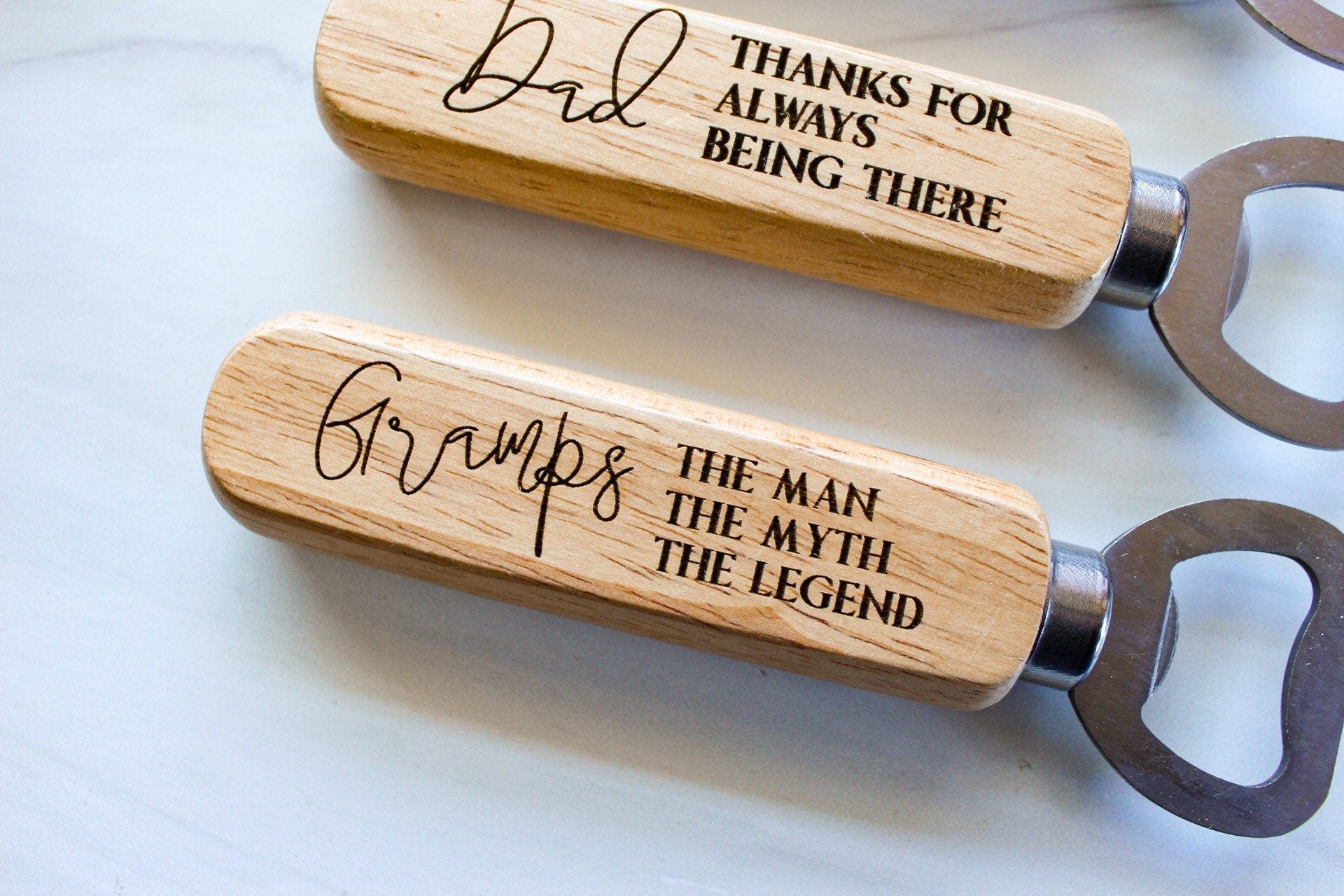 Wooden Handle Father's Day Bottle Opener Gift For Him Wedding, Personalized Birthday Gift For Dad Groomsman Opa Gramps Grandpa