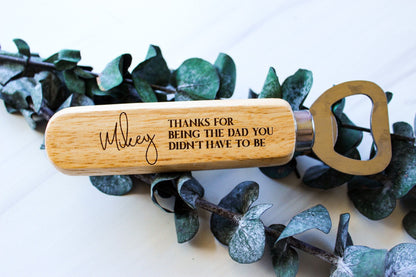 Wooden Handle Father's Day Step Dad Bottle Opener Gift For Him, Personalized Wedding  Birthday Gift For Step Father