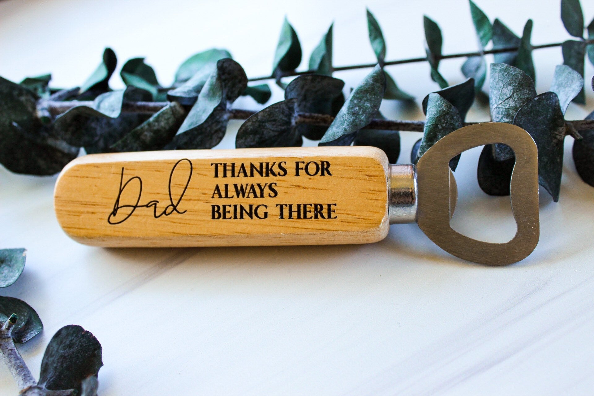 Wooden Handle Thanks For Always Being There Father's Day Bottle Opener Gift For Him Wedding, Personalized Wedding Birthday Gift For Dad