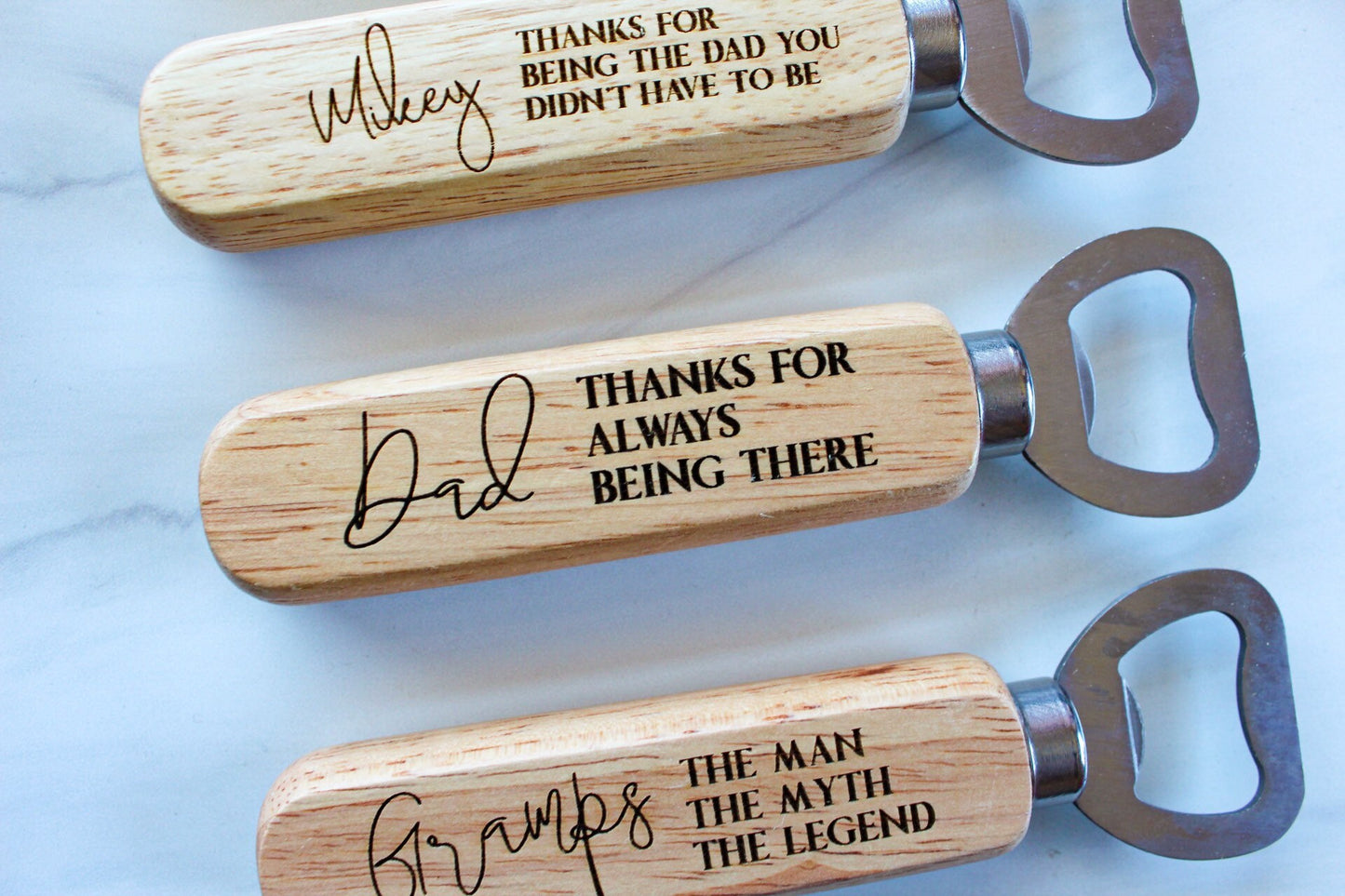 Wooden Handle Father's Day Bottle Opener Gift For Him Wedding, Personalized Birthday Gift For Dad Groomsman Opa Gramps Grandpa