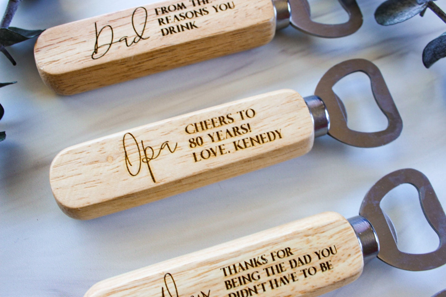 Wooden Handle Father's Day Bottle Opener Gift For Him Wedding, Personalized Birthday Gift For Dad Groomsman Opa Gramps Grandpa