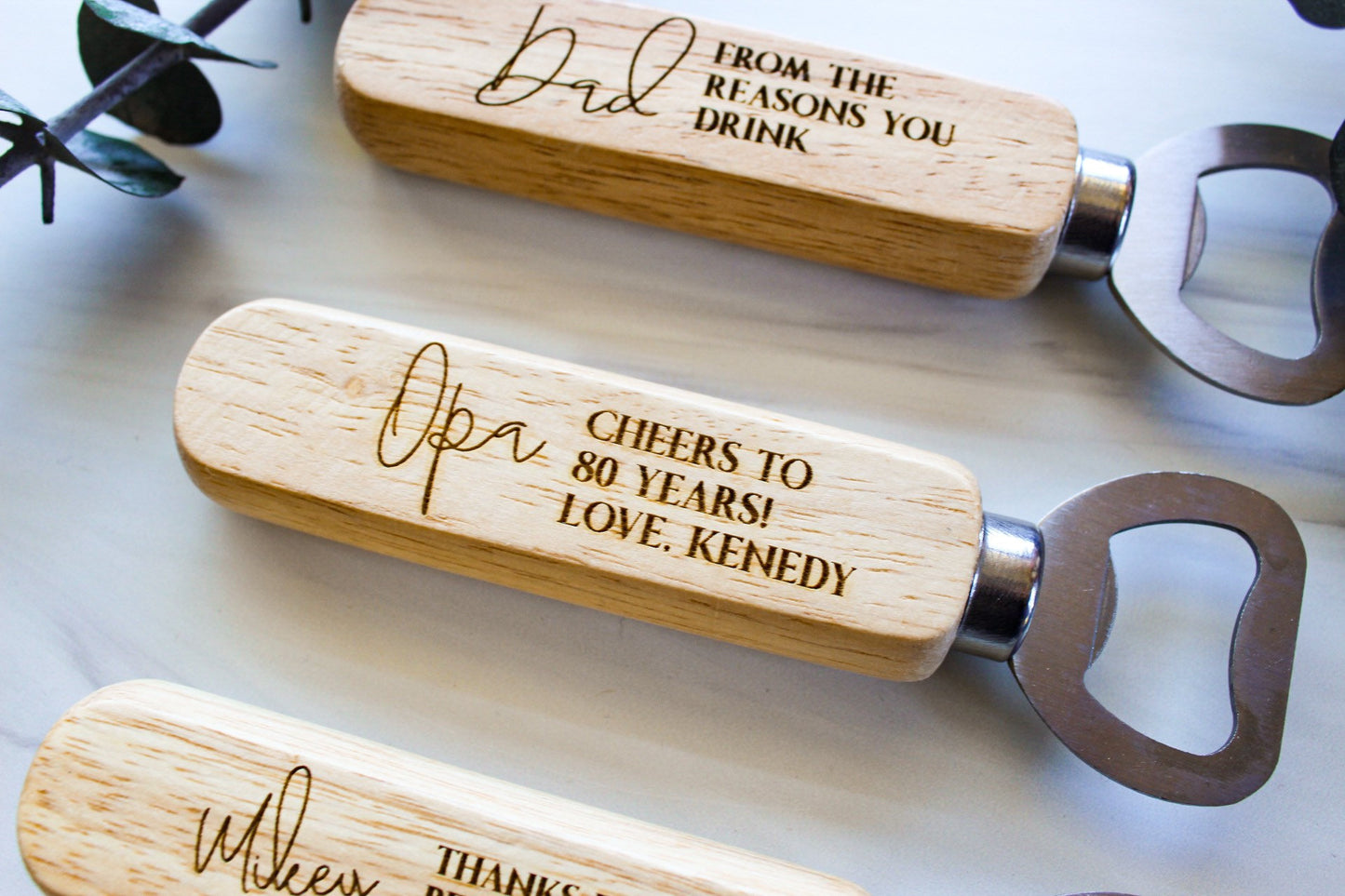 Wooden Handle Father's Day Bottle Opener Gift For Him Wedding, Personalized Birthday Gift For Dad Groomsman Opa Gramps Grandpa