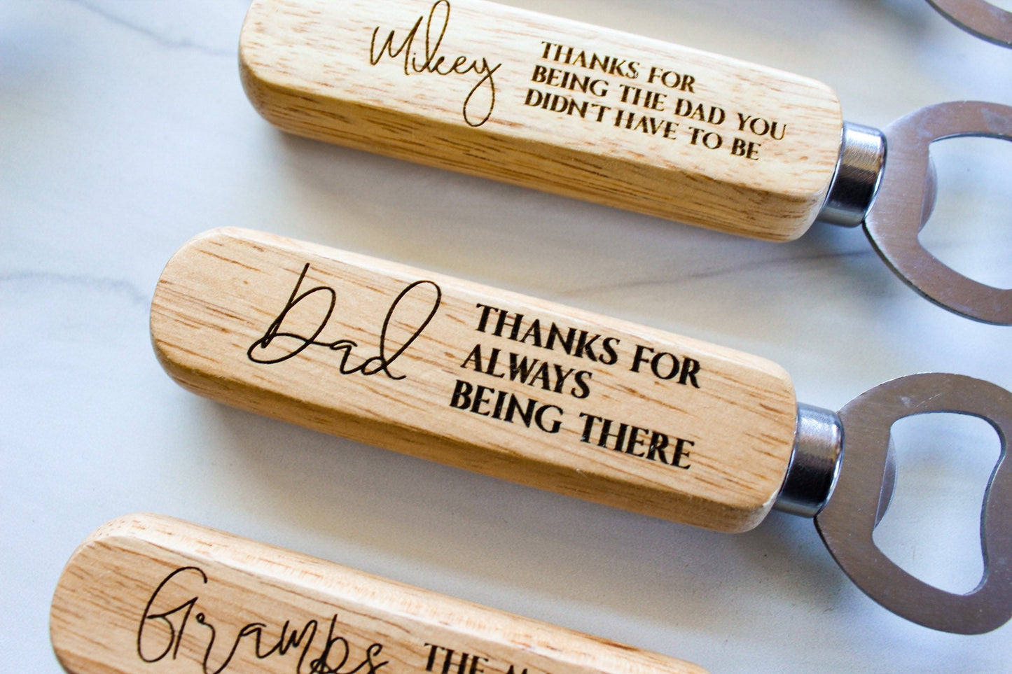 Wooden Handle Thanks For Always Being There Father's Day Bottle Opener Gift For Him Wedding, Personalized Wedding Birthday Gift For Dad