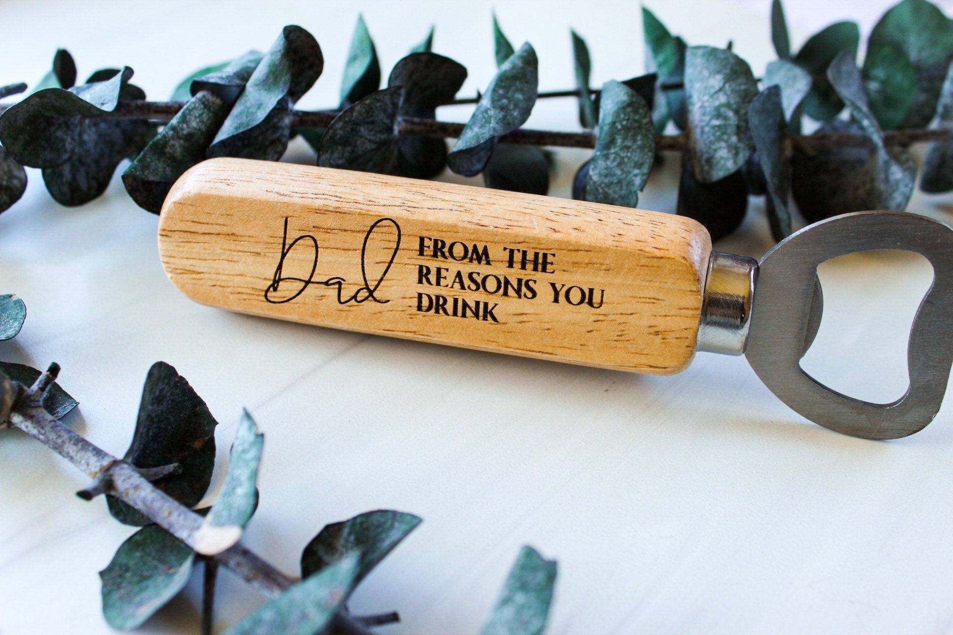 Wooden Handle Father's Day Bottle Opener Gift For Him Dad,  Personalized Wedding Birthday Gift For Dad Groomsman Opa Gramps Grandpa