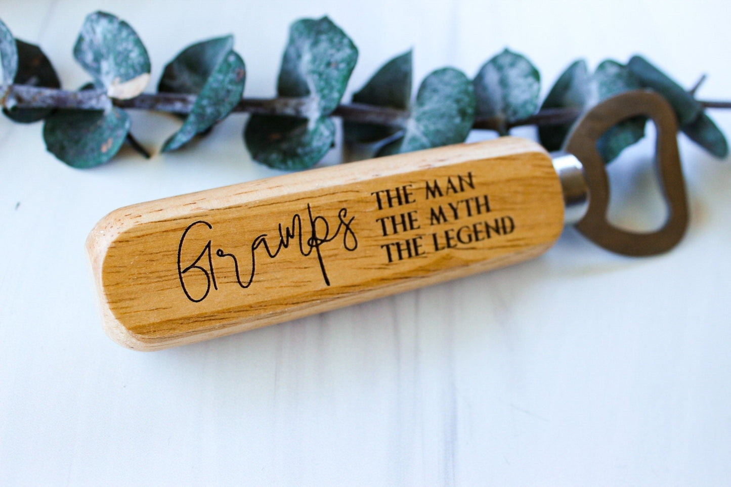 Gramps The Man The Myth The Legend Wooden Handle Father's Day Bottle Opener Gift For Him Wedding, Personalized Wedding Gramps Birthday Gift