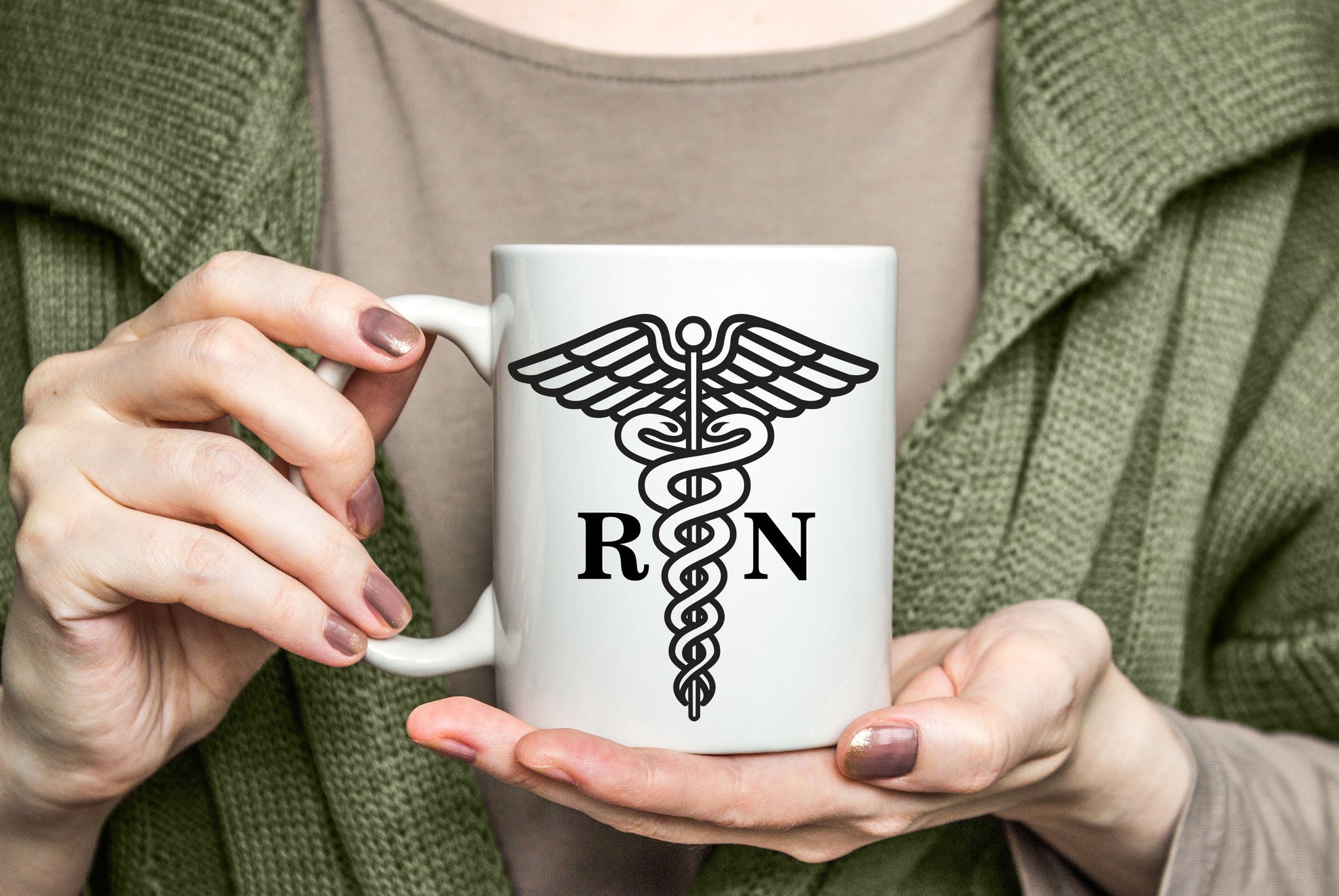 Registered Nurse Caduceus Coffee Mug Graduation Gift For Her Or Him, RN Medical Symbol Coffee Mug Gift For Nursing Student Grad