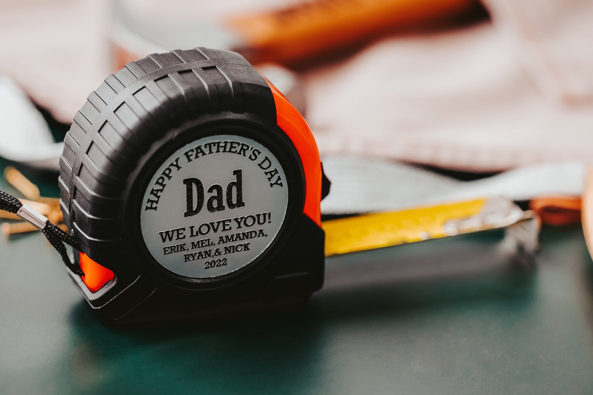 Personalized Silver Happy Fathers Day Dad Tape Measure Gift for Dad Stepdad Grandfather, Custom Silver And Black Plated Tape Measure