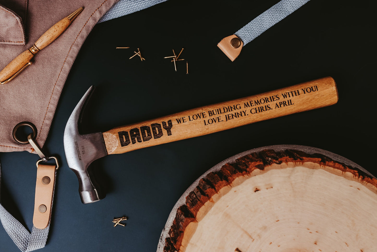 Daddy We Love Building Memories With You Personalized Hammer Father Day Gift For Dad, Custom Blue Collar Fathers Day Gift For Grandfather