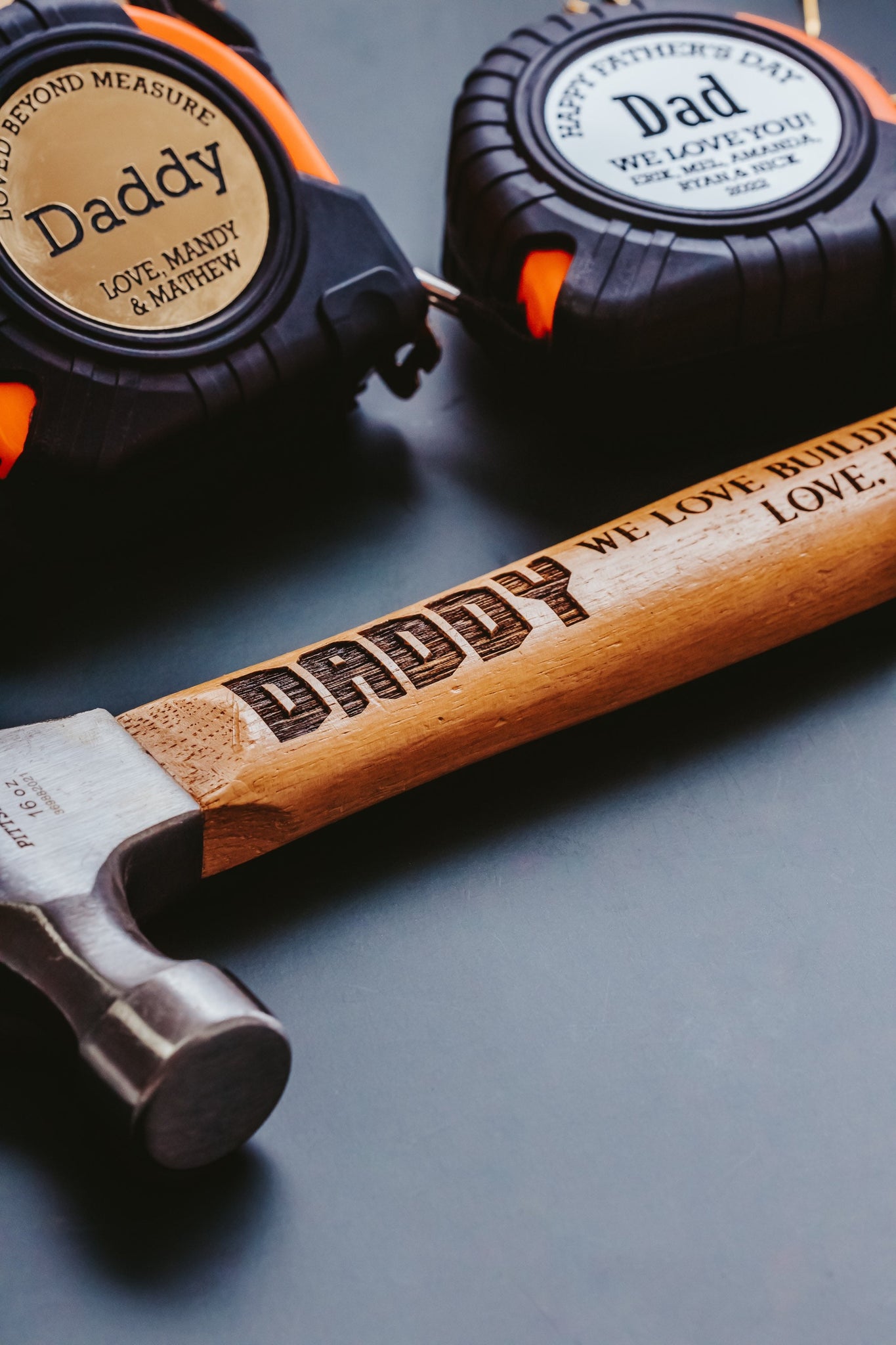 Daddy We Love Building Memories With You Personalized Hammer Father Day Gift For Dad, Custom Blue Collar Fathers Day Gift For Grandfather