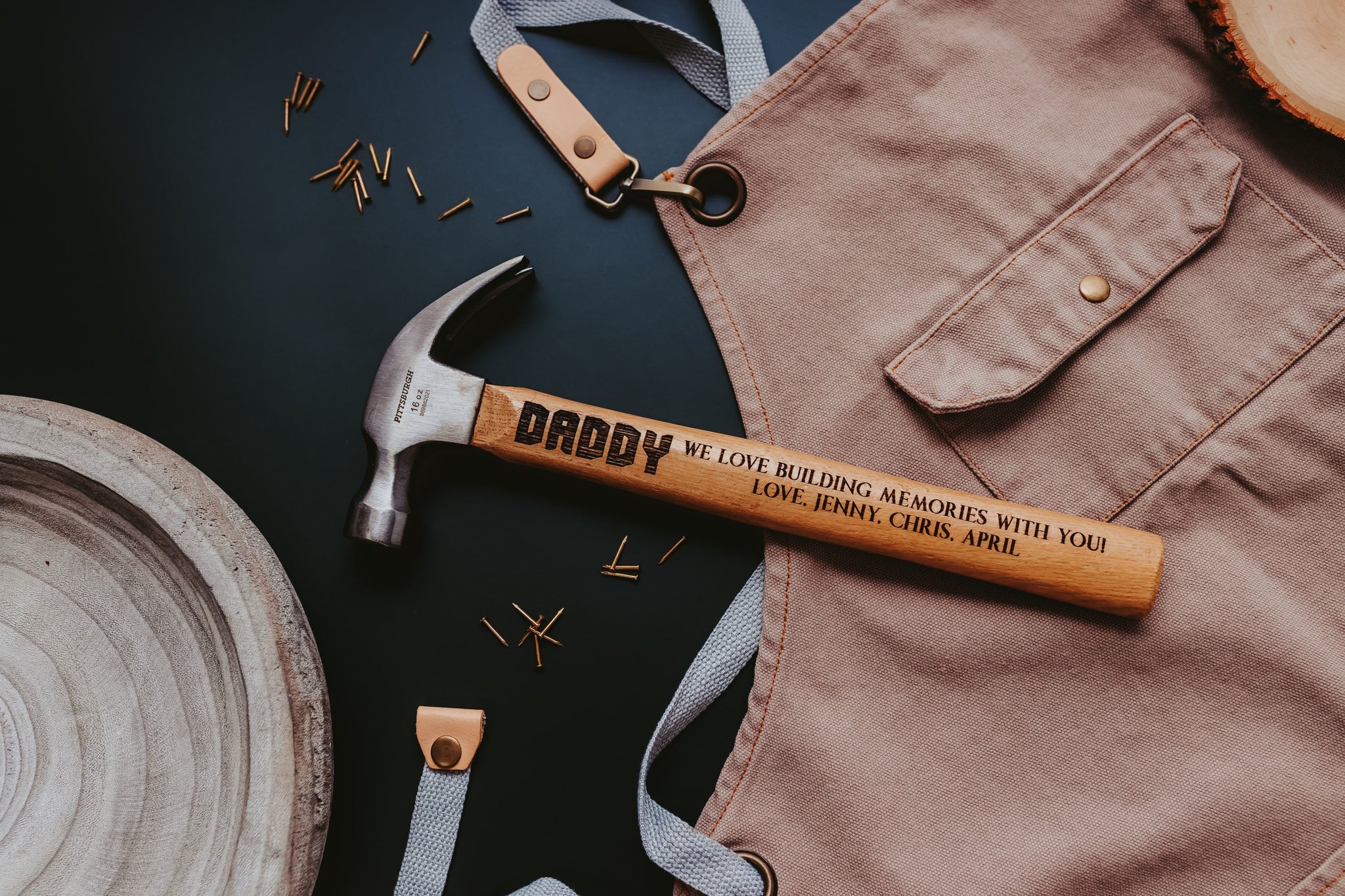 Daddy We Love Building Memories With You Personalized Hammer Father Day Gift For Dad, Custom Blue Collar Fathers Day Gift For Grandfather