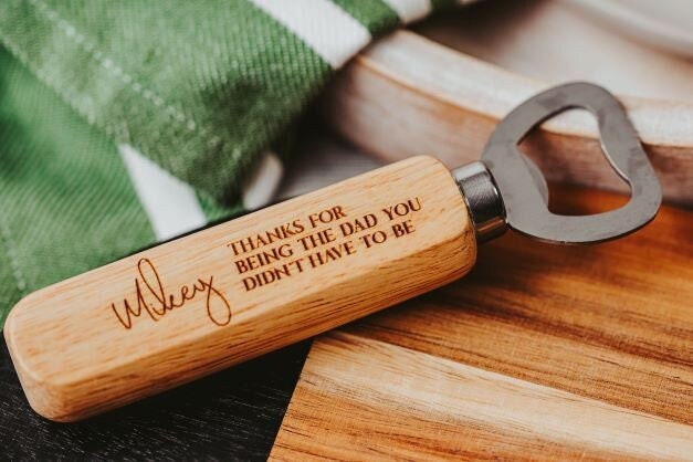 Wooden Handle Father's Day Step Dad Bottle Opener Gift For Him, Personalized Wedding  Birthday Gift For Step Father