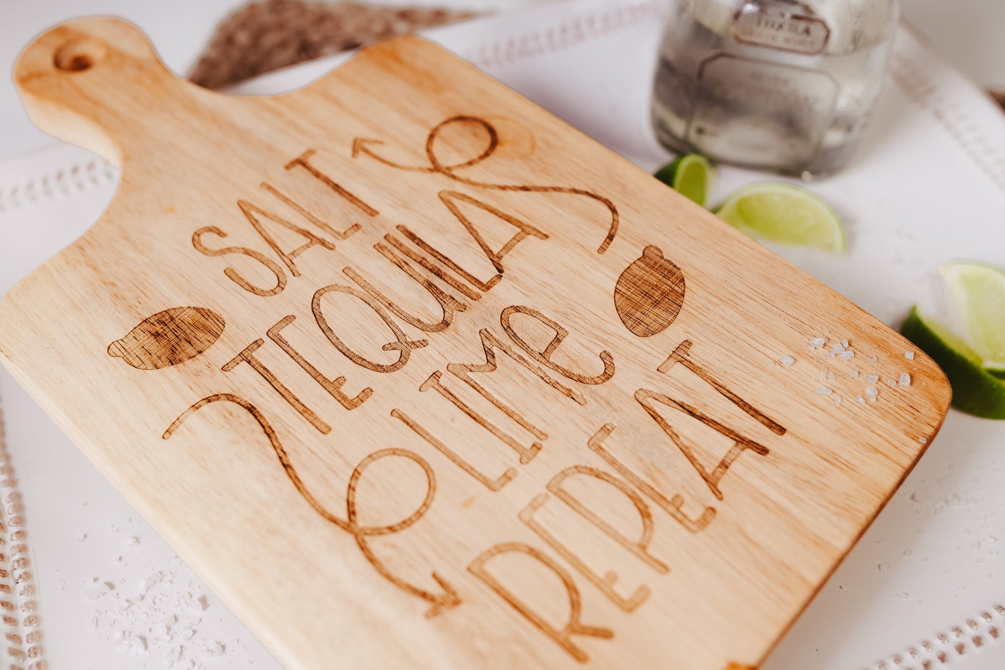 Small Salt Tequila Lime Repeat Alcohol Funny Engraved Cutting Board, Silly Tequila Lovers inch Serving Tray Bachelor Gift