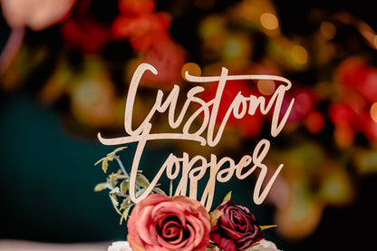 Custom Wooden Wedding Cake Topper Rustic Gold Silver Rose Gold Black Anniversary Name Cake Topper