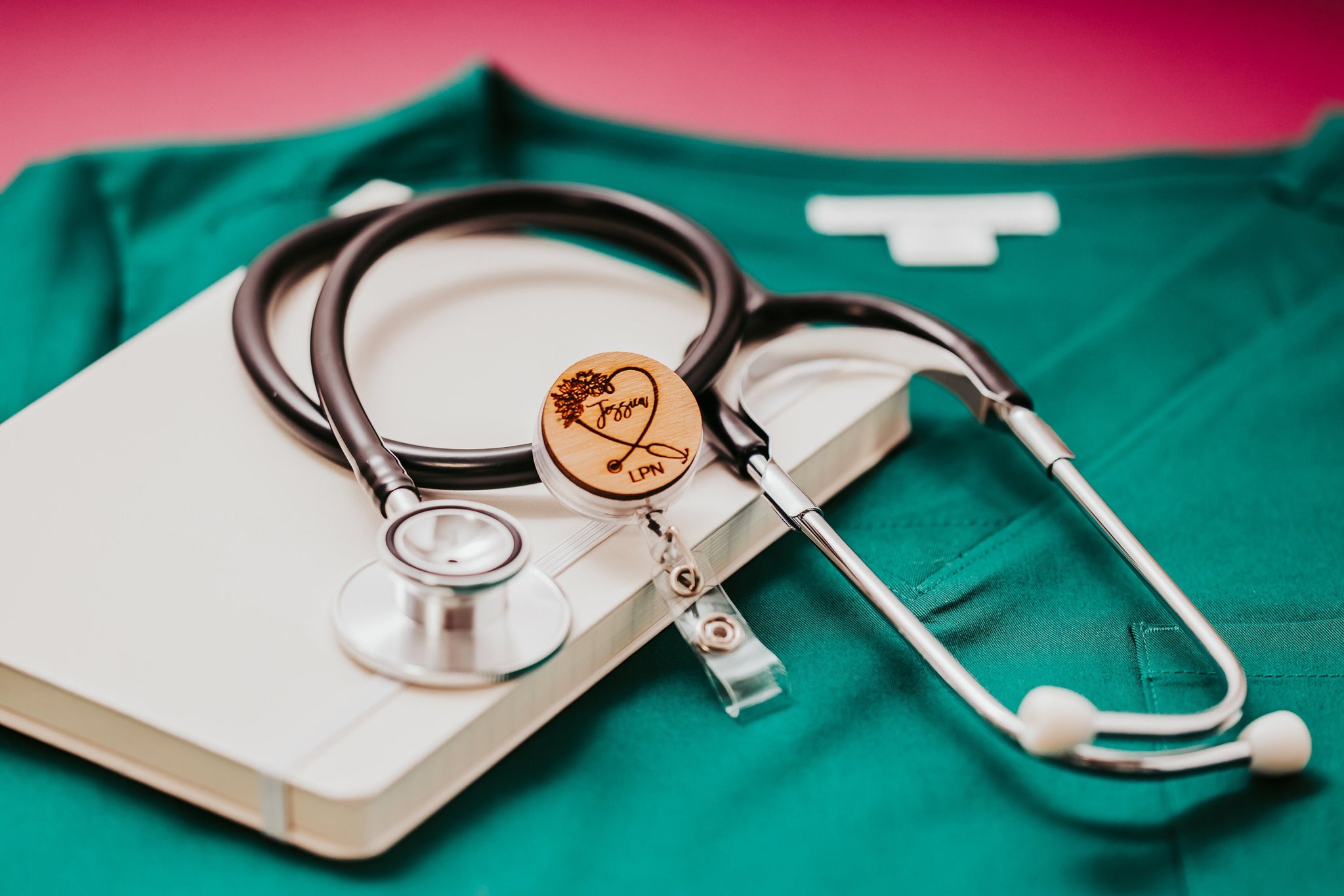 Licensed Practical Nurse LPN Name Custom Floral Heart Stethoscope ID B –  Lady Laser Co