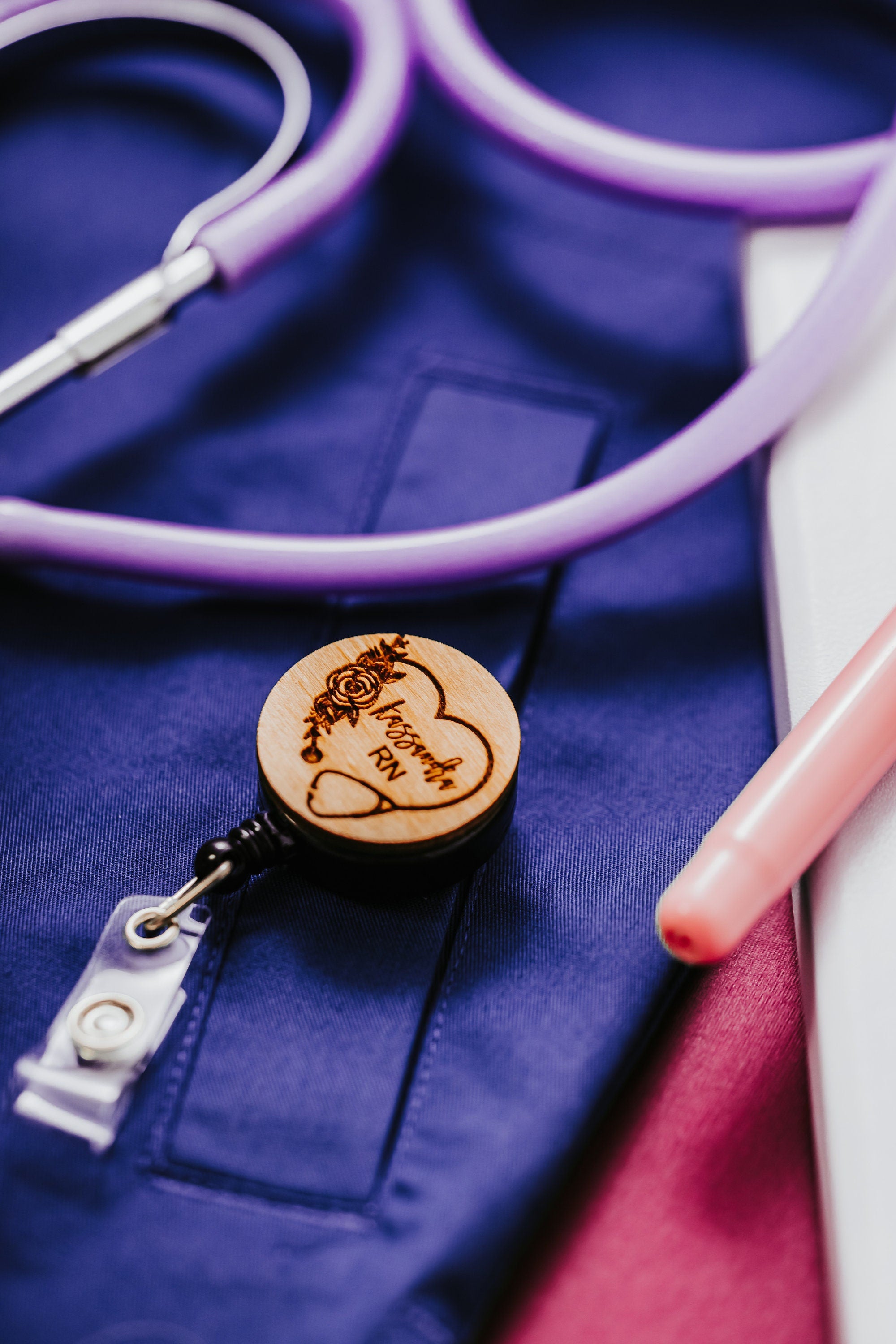 Nurse Badge Reels Heart Retractable Badge Holder Cute Nursing Name